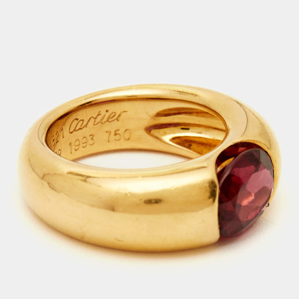 Cartier Eclipse Tourmaline 18k Yellow Gold Ring Size 52 - Picture 5 of 9